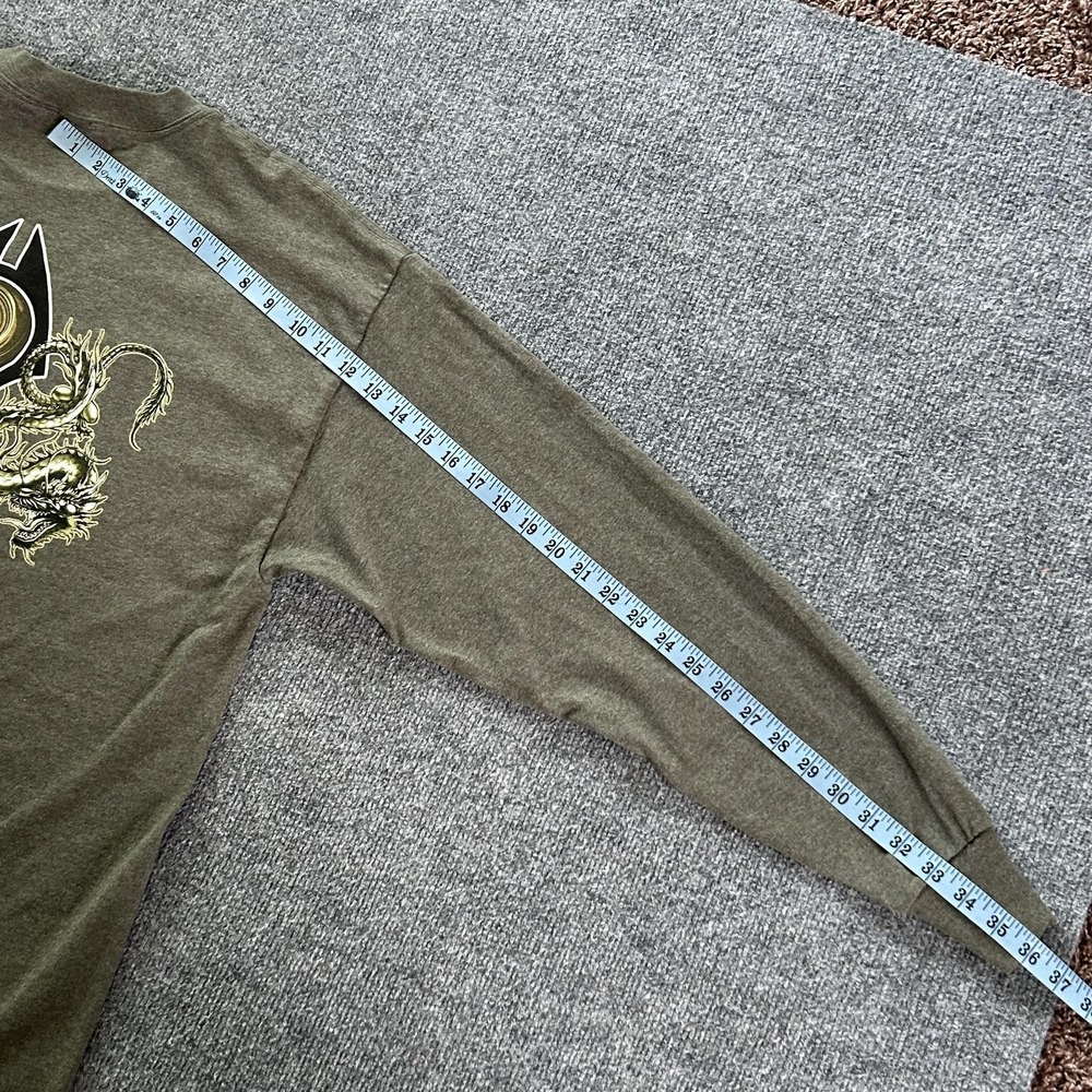 Year Of The‎ Dragon Shirt Mens XL Olive Green Long Sleeve Graphic Dragons 2000s - Picture 12 of 12